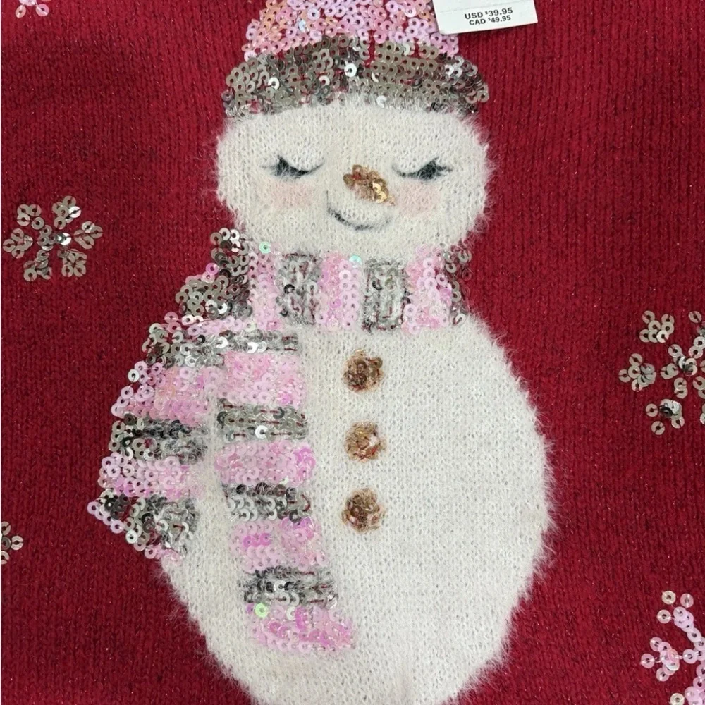 The Children's Place Pink Snowman Sweater